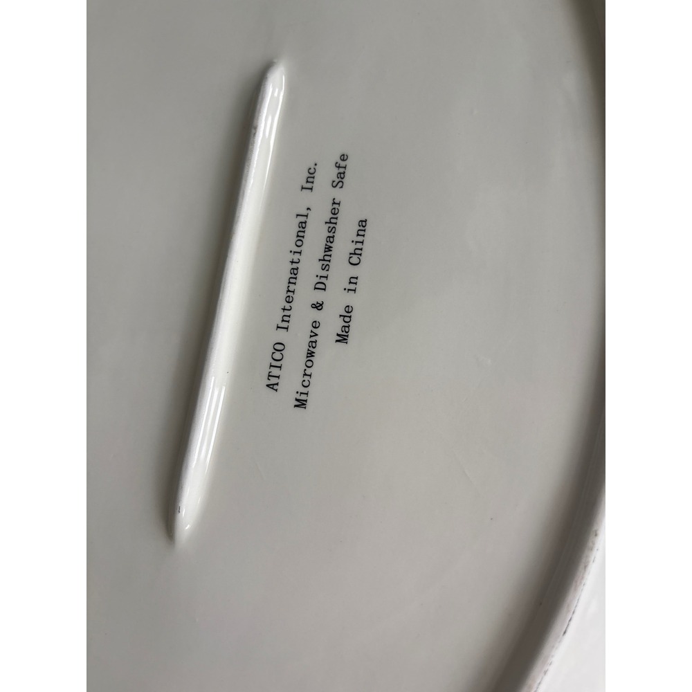 Atico International Vintage Christmas Poinsettia Oval Ceramic Serving Platter - Picture 6 of 6